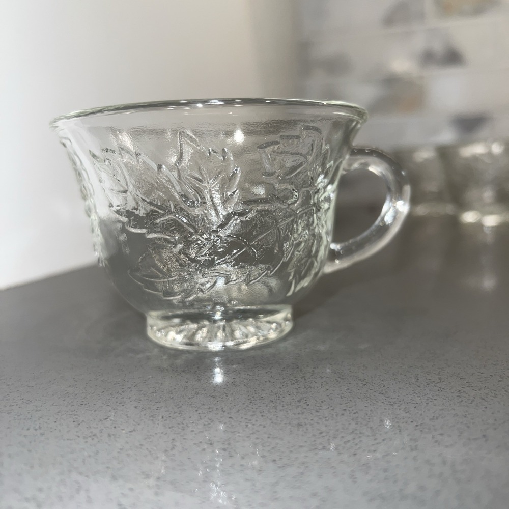 Princess Clear (Grape Leaves & Bunches) Punch Cup by Indiana Glass set of 6